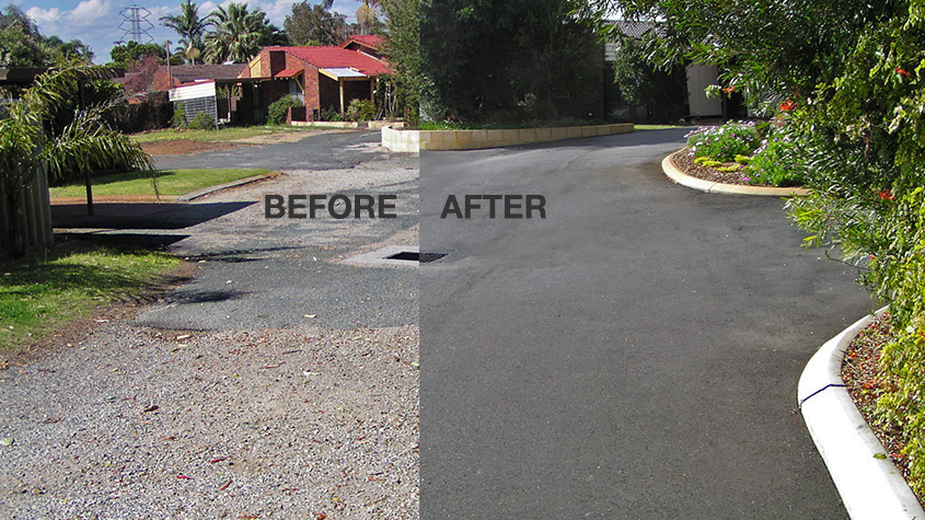 Strata asphalt driveways before and after