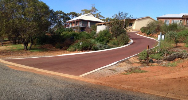 Red oxide asphalt driveway
