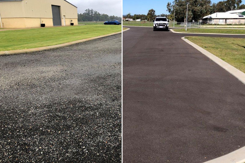 worn recycled asphalt driveway compared to hot mix asphalt